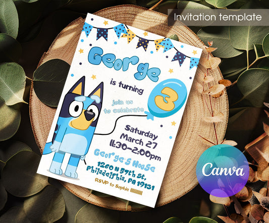 Bluey Bingo customizable invitation template | Share or Print | FD285