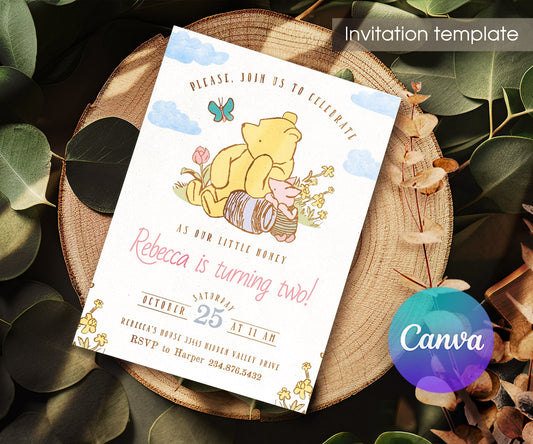 Winnie the Pooh customizable invitation template | Share or Print | PS082
