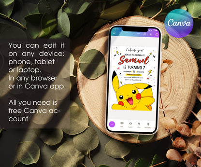 Pokemon Pikachu customizable invitation template | Share or Print | VX235