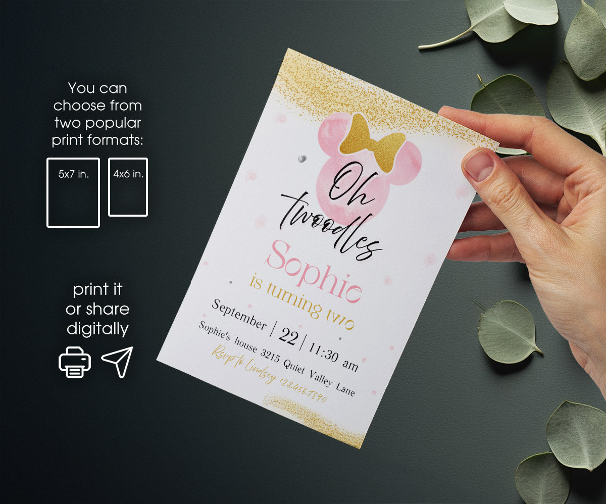 Minnie Mouse Disney Mickey customizable invitation template | Share or Print | girl | MM084