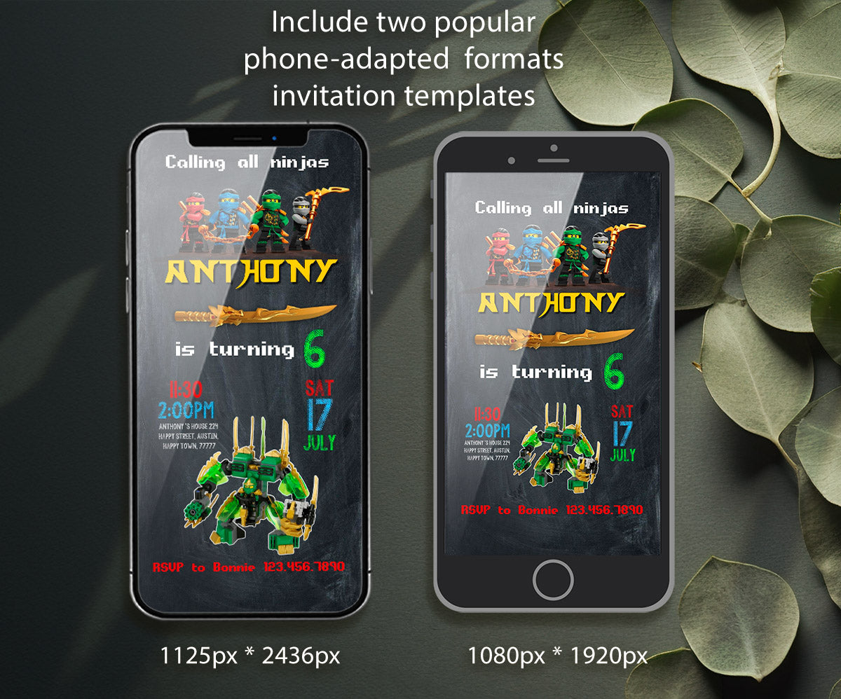 Ninjago Minifigures Lego customizable invitation template | Share or Print | XL231