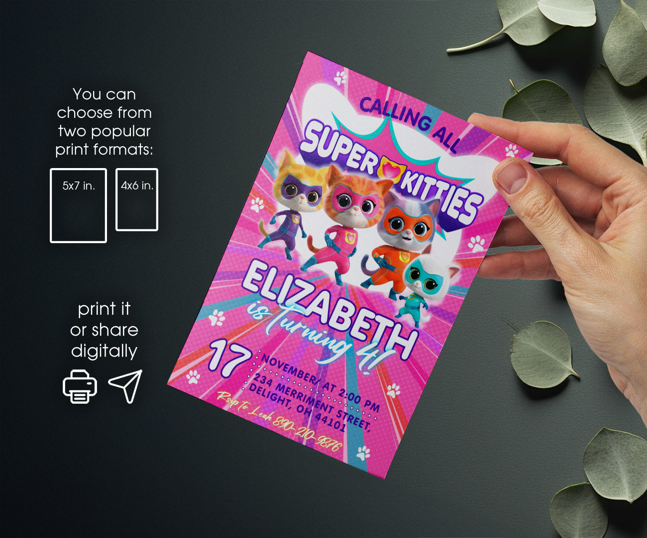 SuperKitties customizable invitation template | Share or Print | KV965