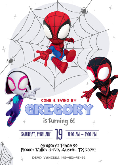 Spidey and His Amazing Friends customizable invitation template | Share or Print | boy | NT248