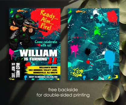 Paintball Airsoft battle customizable invitation template | Share or Print | boy | HV726