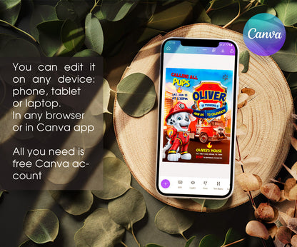 PAW Patrol customizable invitation template | Share or Print | KO424