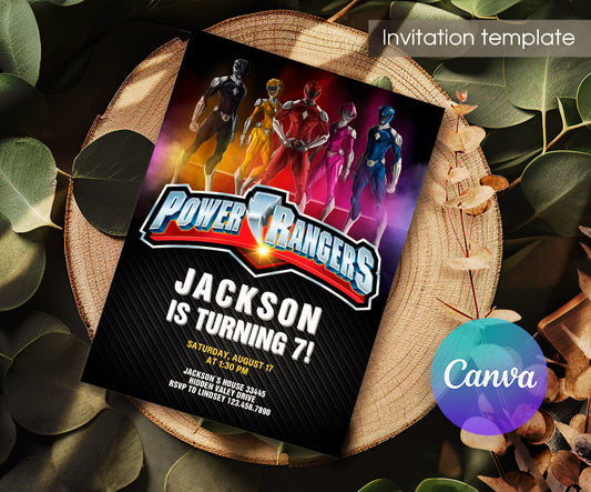 Mighty Morphin Power Rangers customizable invitation template | Share or Print | boy | IV168