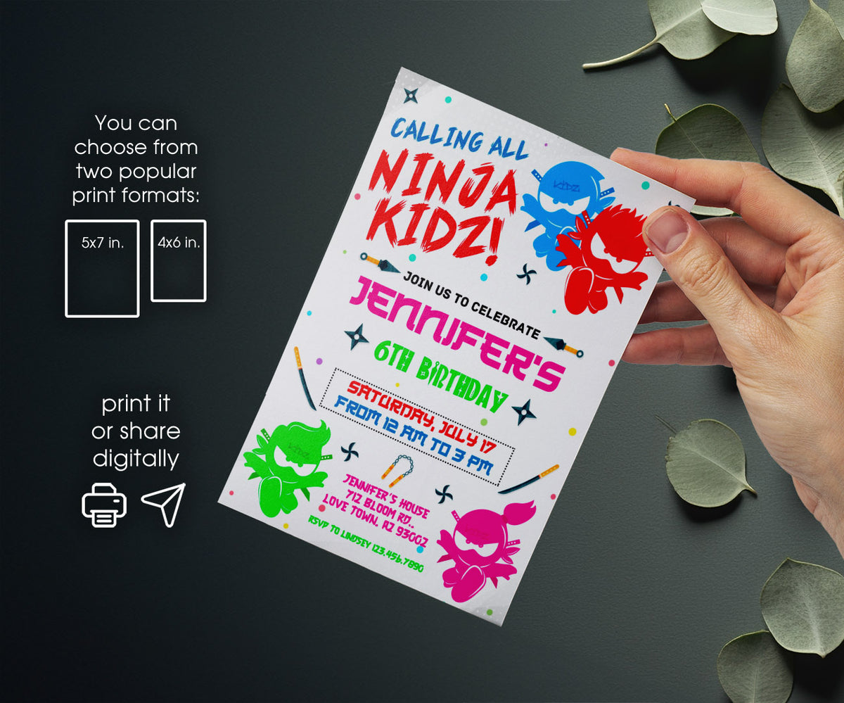 Ninja Kidz TV customizable invitation template | Share or Print | EX047