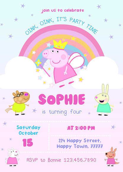 Peppa Pig customizable invitation template | Share or Print | girl | WV418