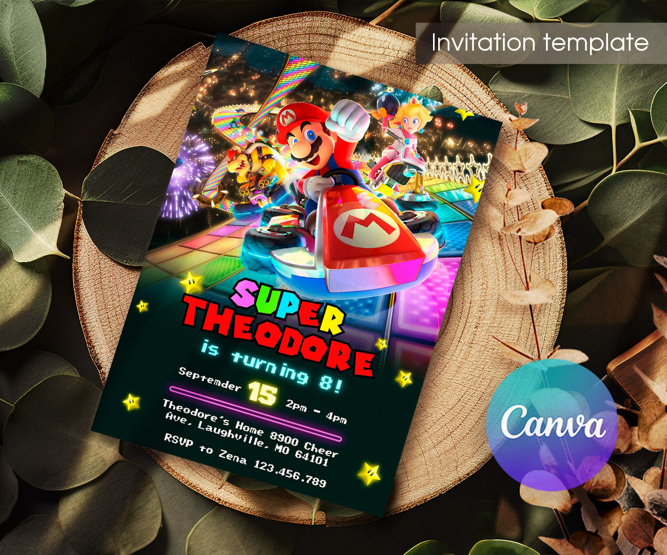 Mario Kart Gamer customizable invitation template | Share or Print | boy | KG440