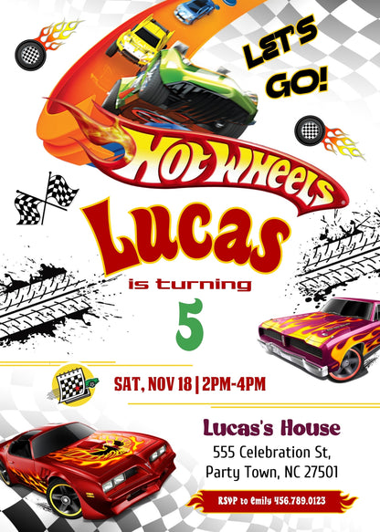 Hot Wheels Racing customizable invitation template | Share or Print | boy | GM157