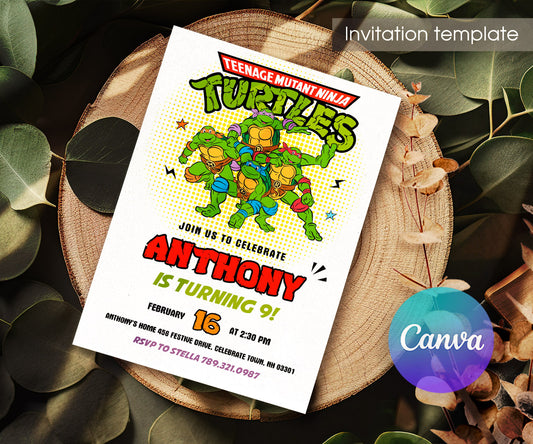 Teenage Mutant Ninja Turtles customizable invitation template | Share or Print | boy | PU529