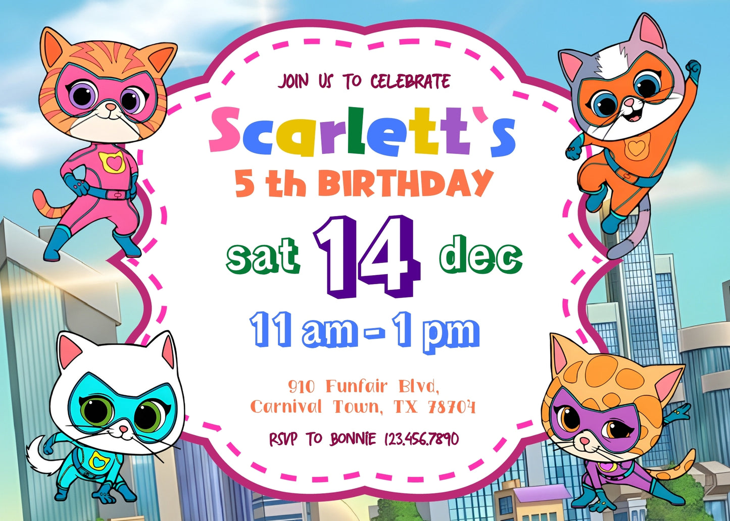 SuperKitties customizable invitation template | Share or Print | BM253