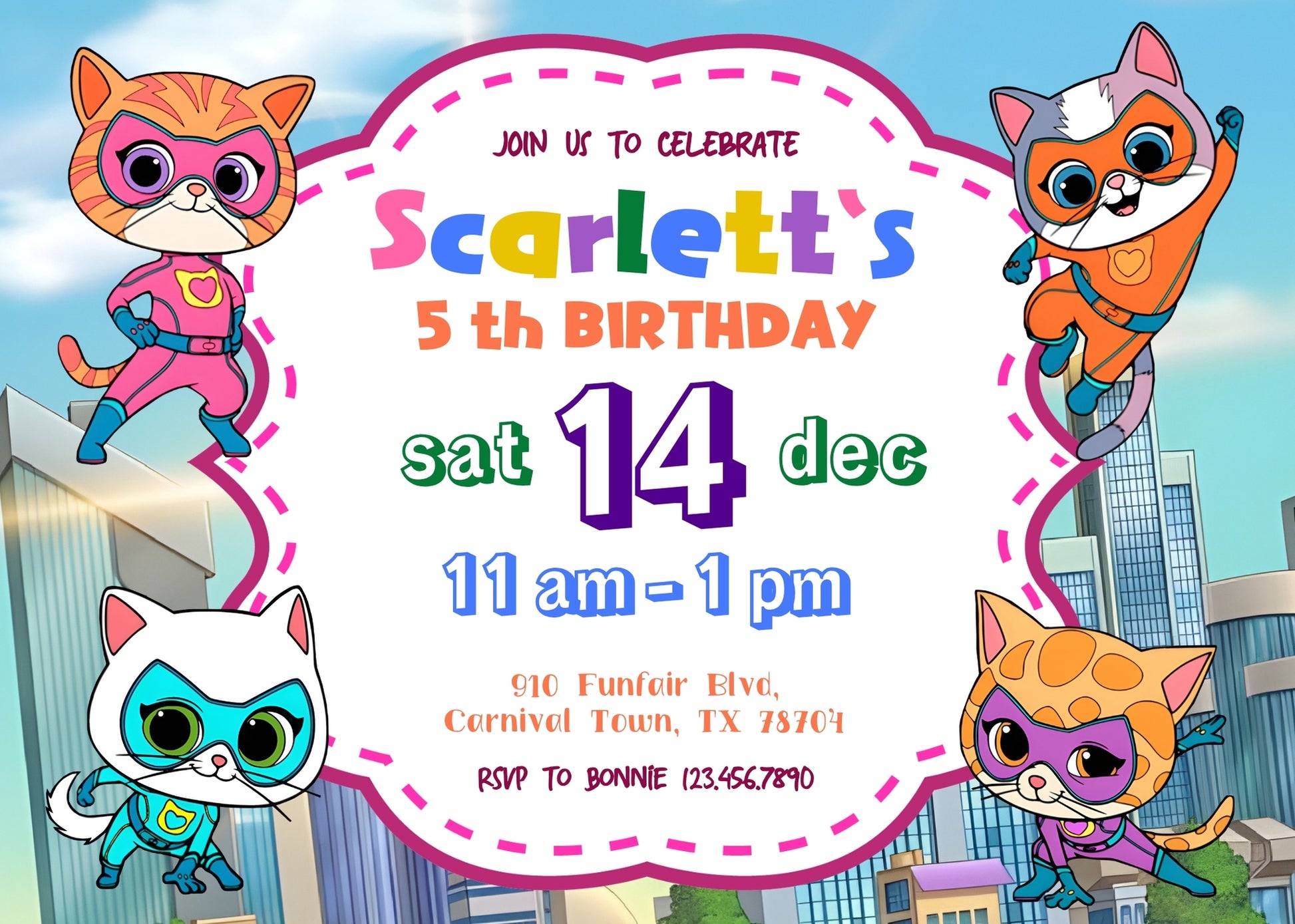 SuperKitties customizable invitation template | Share or Print | BM253