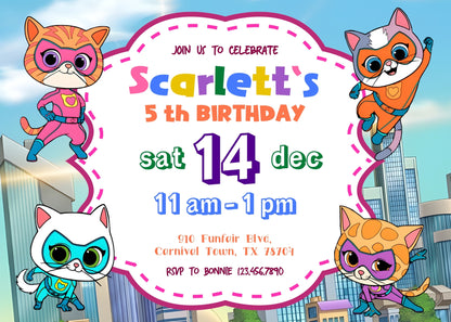 SuperKitties customizable invitation template | Share or Print | BM253