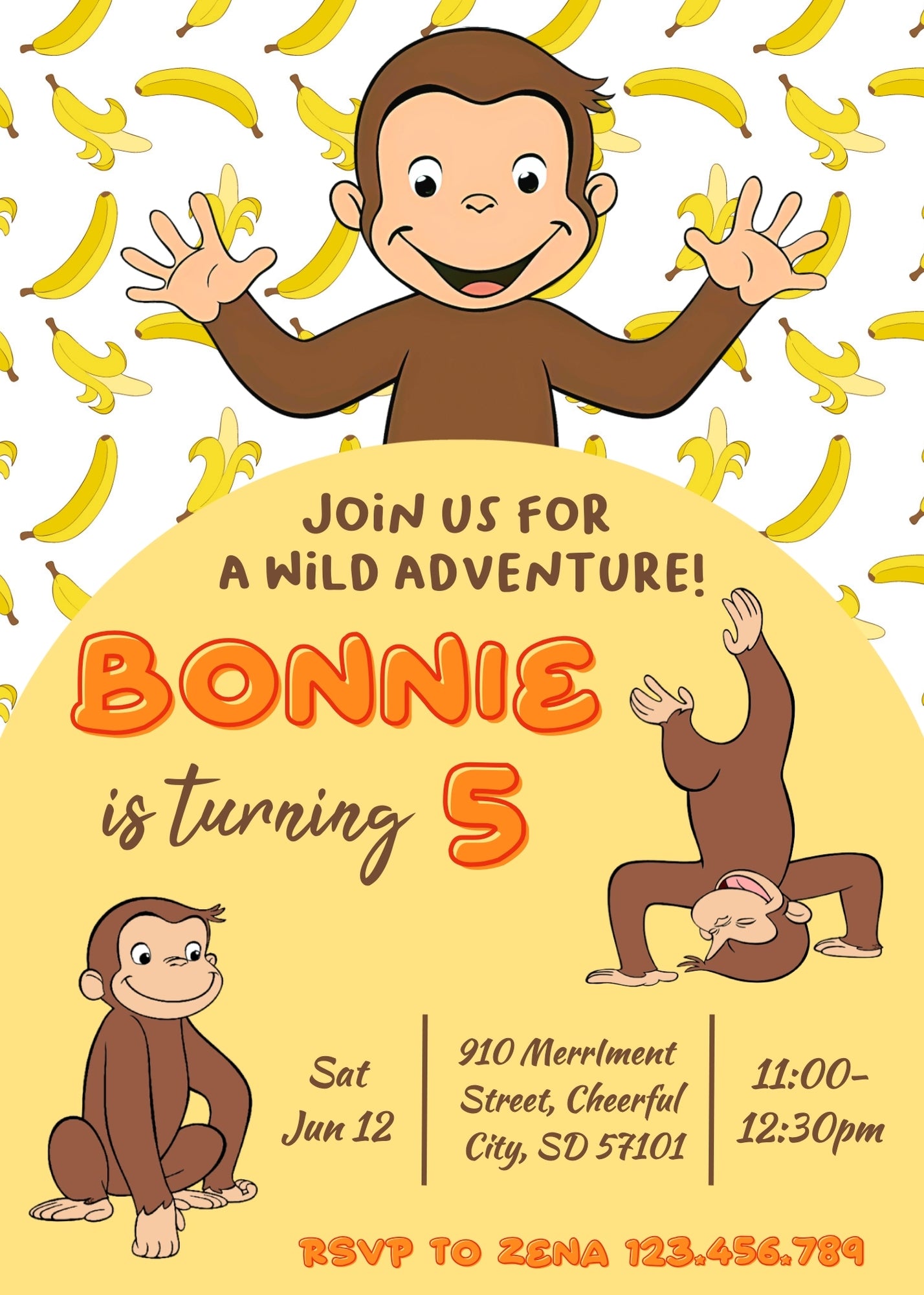 Curious George Monkey customizable invitation template | Share or Print | LP416