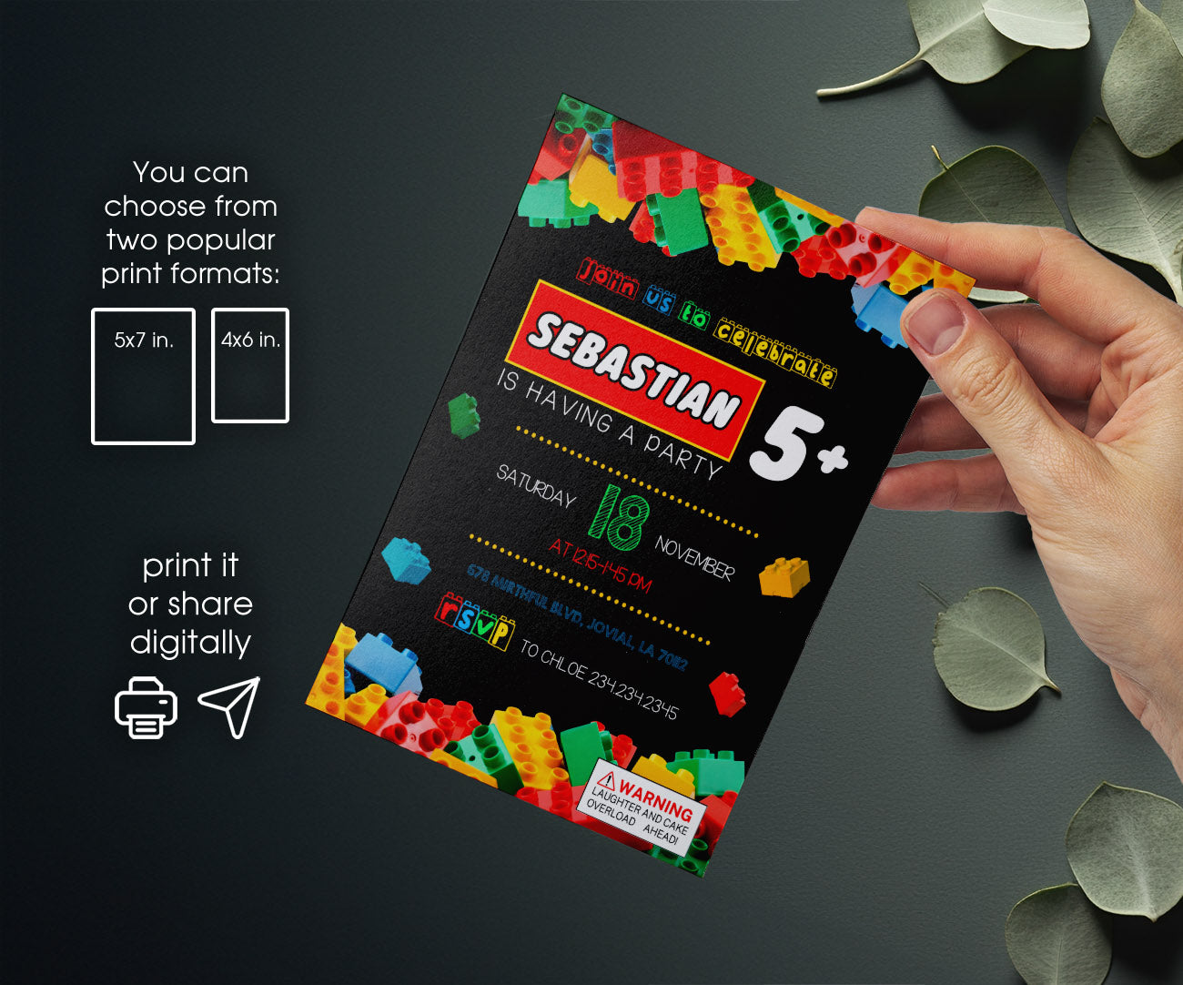 Lego customizable invitation template | Share or Print | QR097