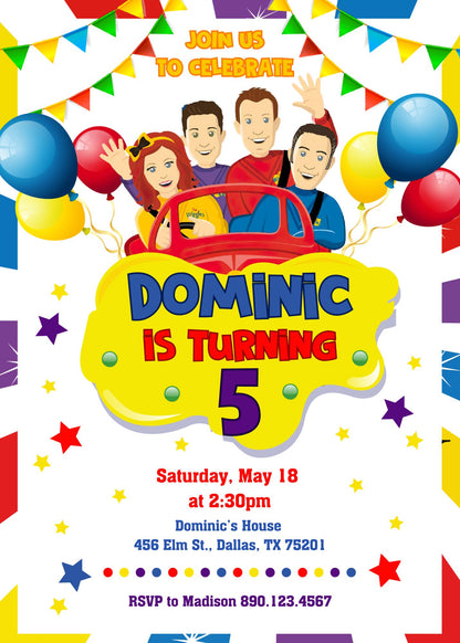 Wiggles One Finger One Thumb customizable invitation template | Share or Print | CQ305