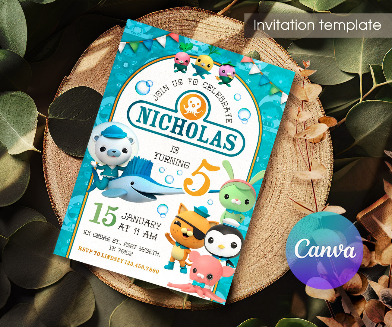 Octonauts customizable invitation template | Share or Print | LY074