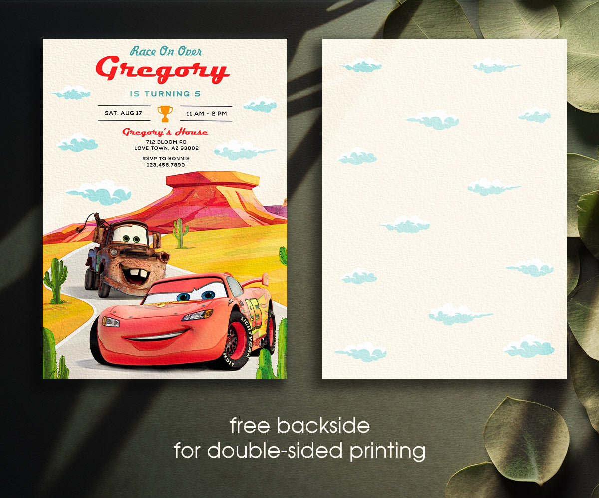 Cars Lightning McQueen customizable invitation template | Share or Print | boy | JN582
