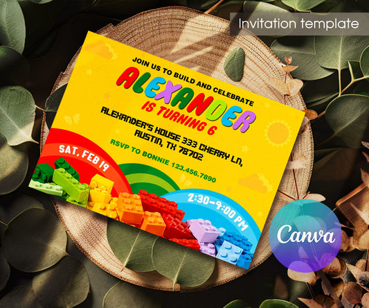 Lego customizable invitation template | Share or Print | AJ659