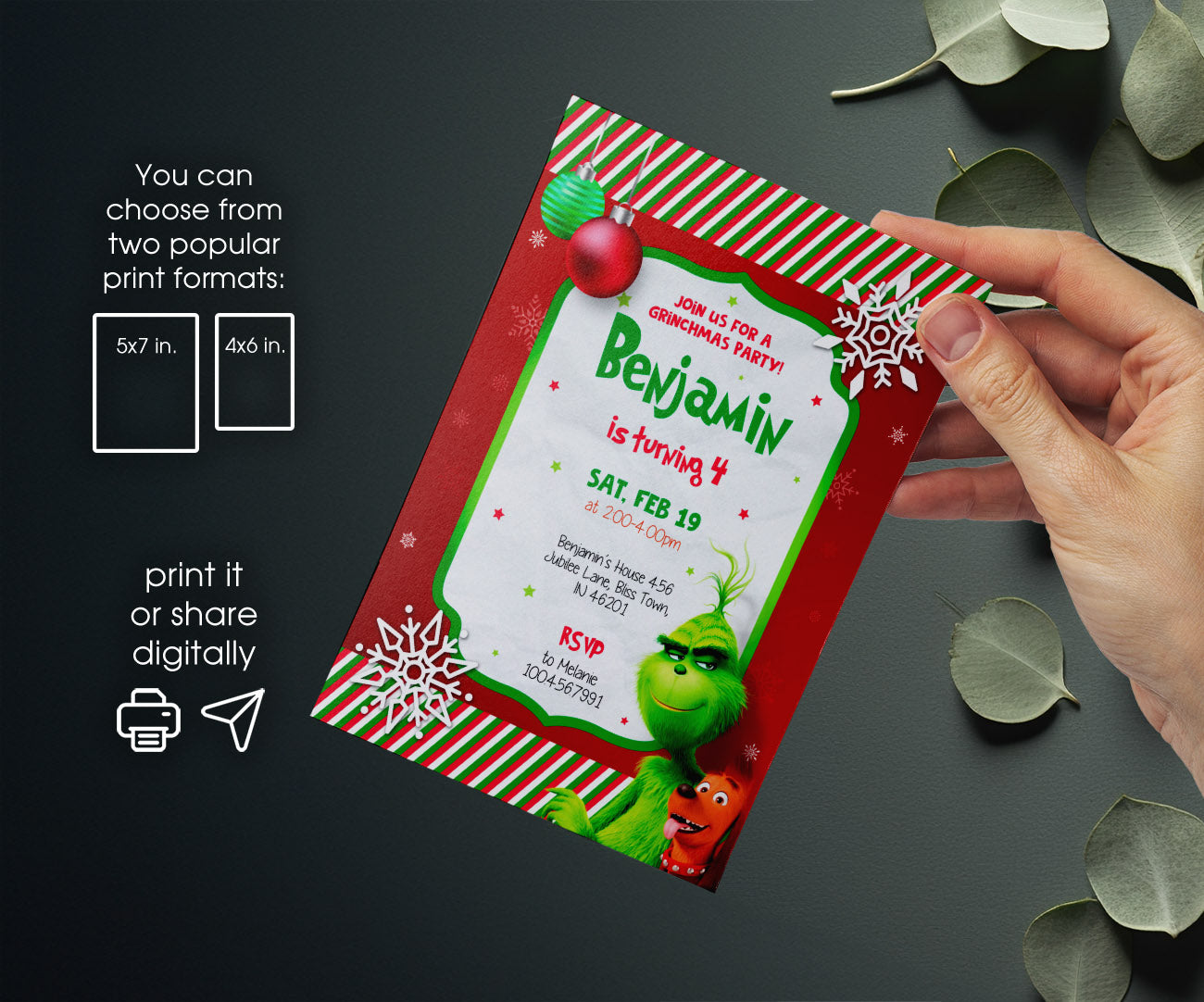 The Grinch  Merry Grinchmas customizable invitation template | Share or Print | PU426
