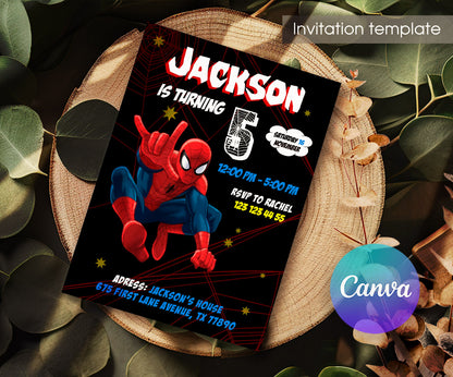Spiderman Marvel Superhero customizable invitation template | Share or Print | boy | DN001