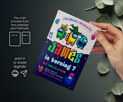 Among Us Gamer customizable invitation template | Share or Print | EI465