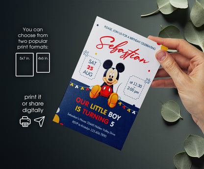 Mickey Mouse and Friends customizable invitation template | Share or Print | QU350