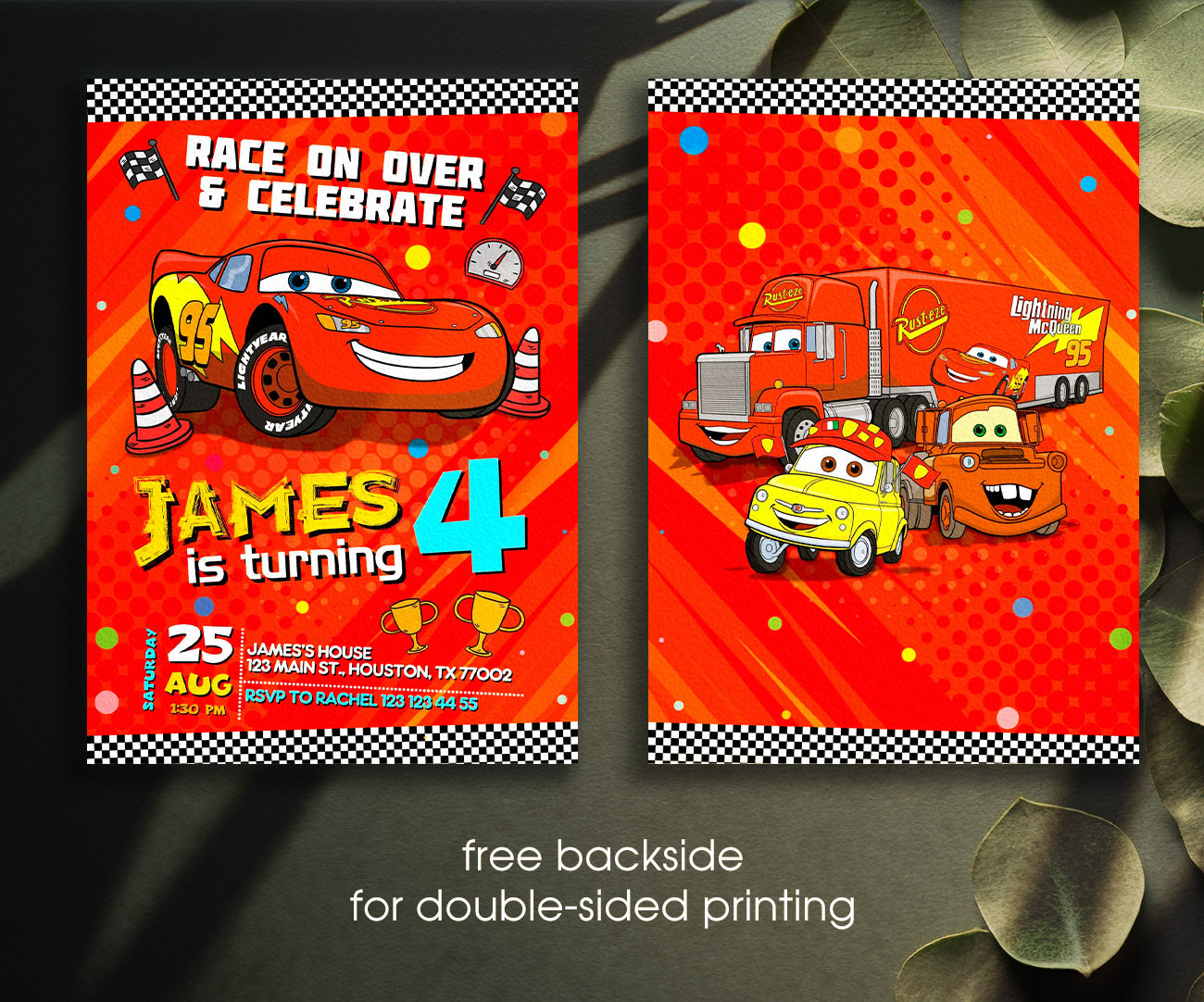 Cars Lightning McQueen customizable invitation template | Share or Print | boy | EU980