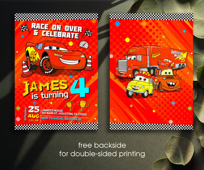 Cars Lightning McQueen customizable invitation template | Share or Print | boy | EU980