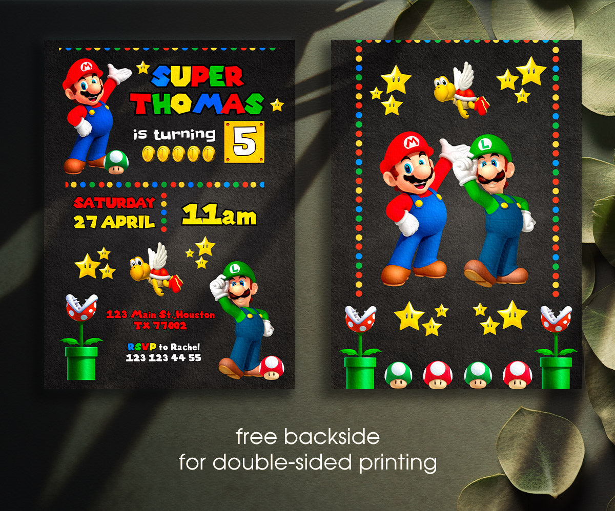 Super Mario Bros customizable invitation template | Share or Print | ZF677