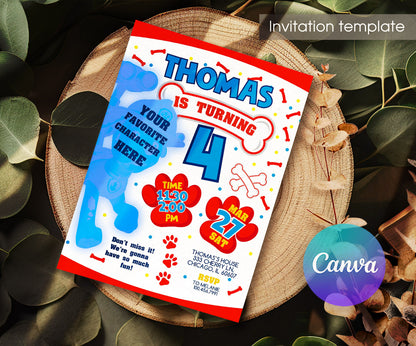 PAW Patrol customizable invitation template | Share or Print | CH730