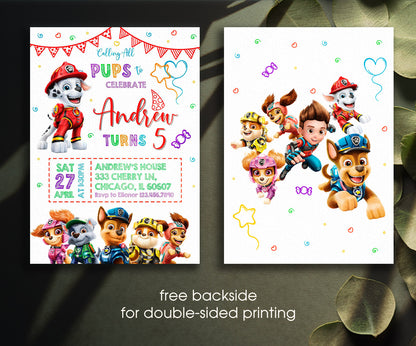 PAW Patrol customizable invitation template | Share or Print | QE150