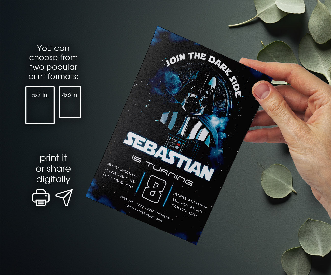 Star Wars Darth Vader customizable invitation template | Share or Print | boy | IT449