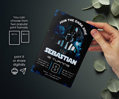 Star Wars Darth Vader customizable invitation template | Share or Print | boy | IT449
