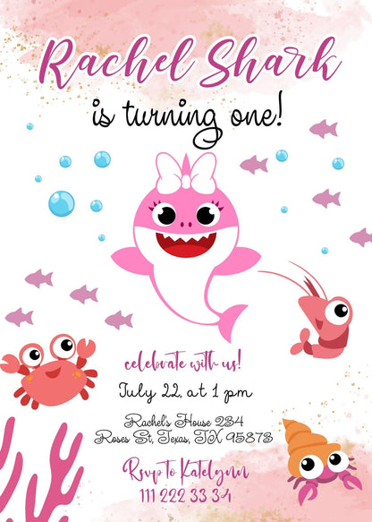 Baby Shark customizable invitation template | Share or Print | TU519