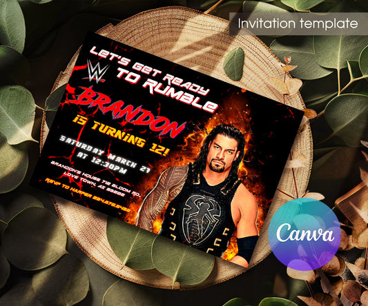 Wrestling WWE WrestleMania customizable invitation template | Share or Print | boy | OE678