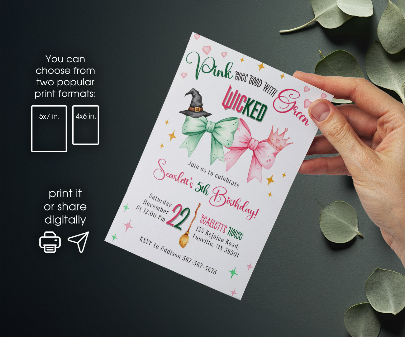Wicked Musical Movie customizable invitation template | Share or Print | SV998