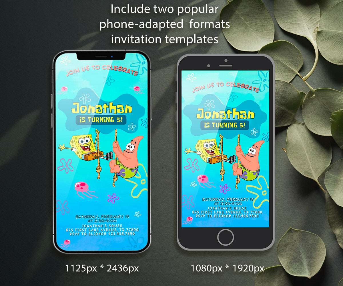 SpongeBob SquarePant customizable invitation template | Share or Print | IC247