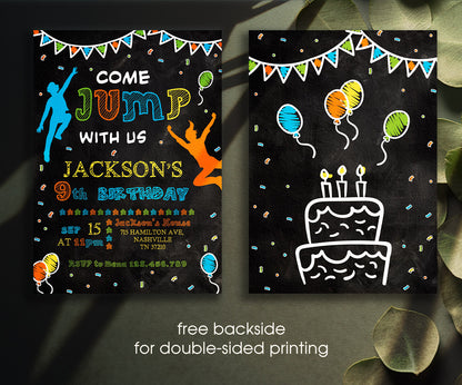 Trampoline Jump Party customizable invitation template | Share or Print | RU314
