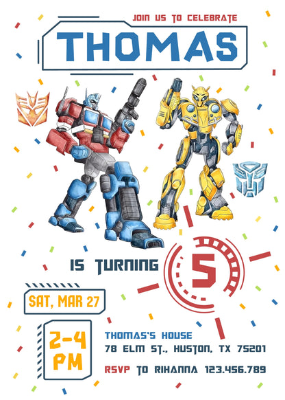Transformers Rescue Bots customizable invitation template | Share or Print | boy | SD828