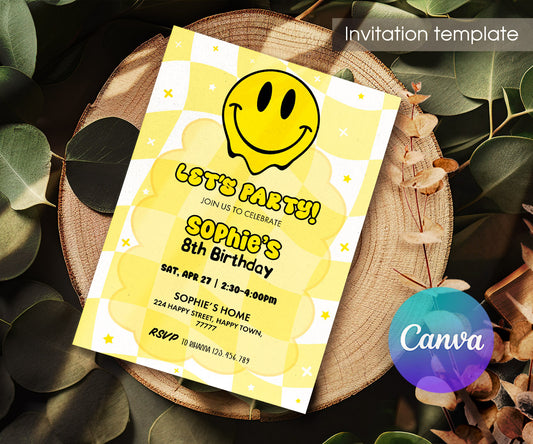 Smiley Face customizable invitation template | Share or Print | PZ213