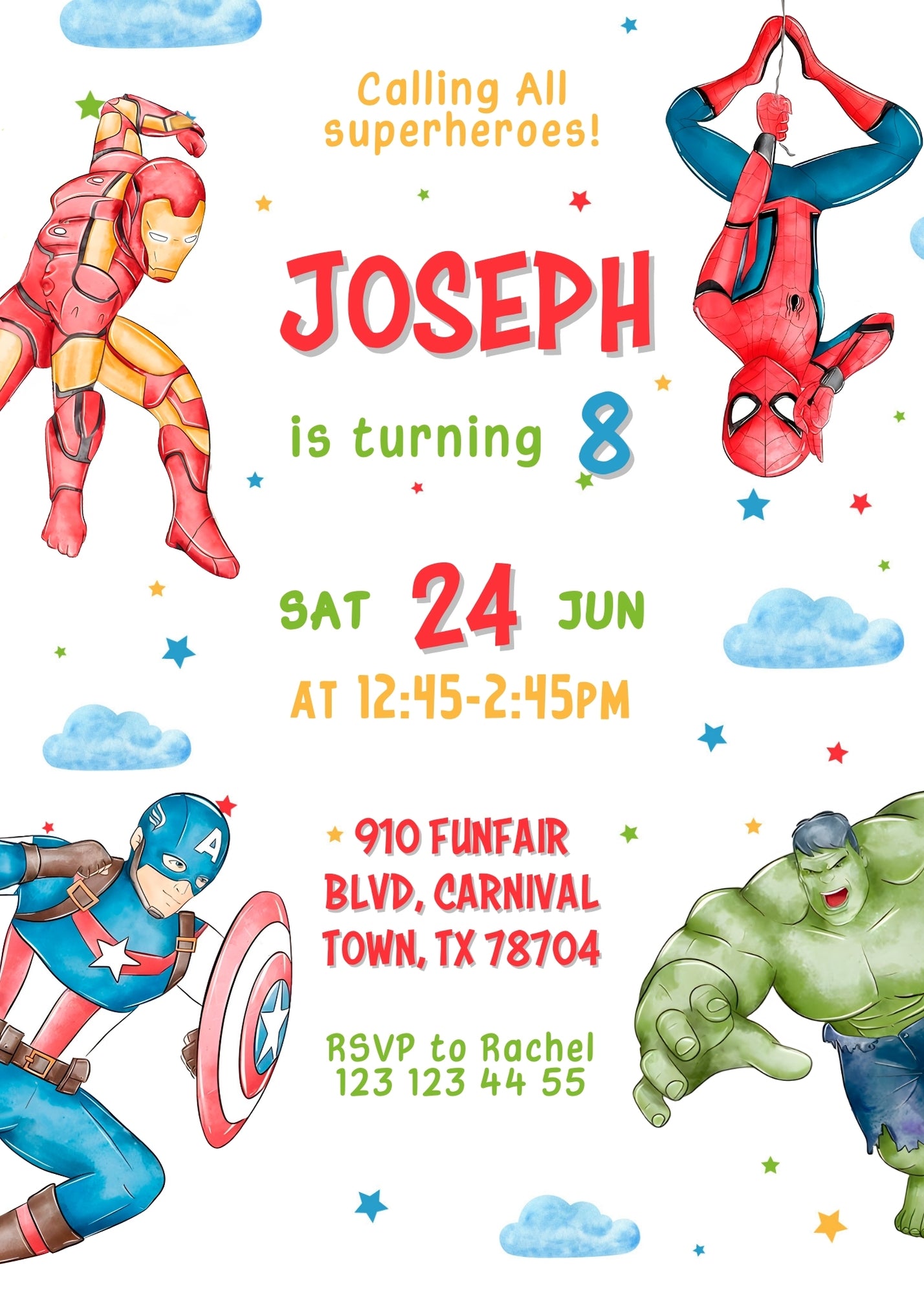 Avengers Marvel Superhero customizable invitation template | Share or Print | boy | FJ240