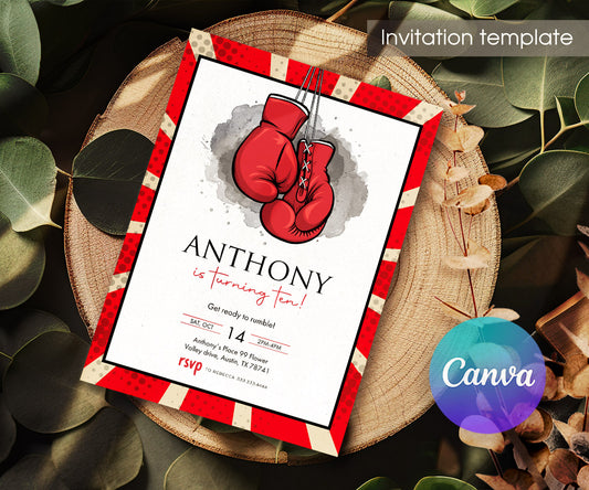 Boxing Fighter customizable invitation template | Share or Print | boy | JW925