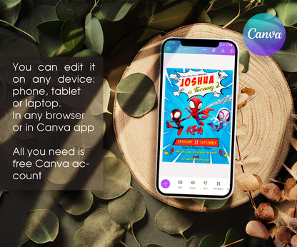 Spidey and His Amazing Friends customizable invitation template | Share or Print | boy | EC124