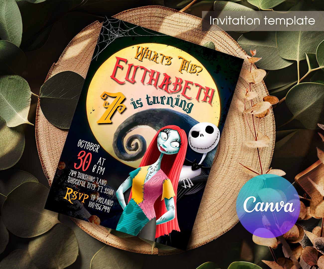 The Nightmare Before Christmas Halloween customizable invitation template | Share or Print | ER408