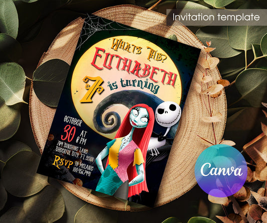 The Nightmare Before Christmas Halloween customizable invitation template | Share or Print | ER408