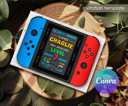 Nintendo Switch Gamer customizable invitation template | Share or Print | OW070