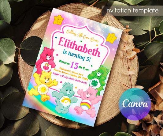 Care Bears customizable invitation template | Share or Print | VK056