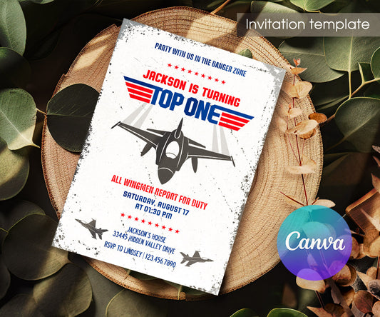 Top Gun One Jet Fighter customizable invitation template | Share or Print | boy | SX980